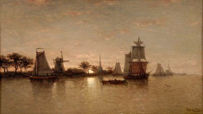Paesaggio fluviale al chiaro di luna da Auguste Musin